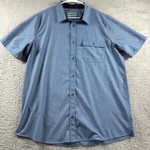 Avalanche Shirt Mens‎ Large Blue Button Up Performance Wicking Stretch Hiking